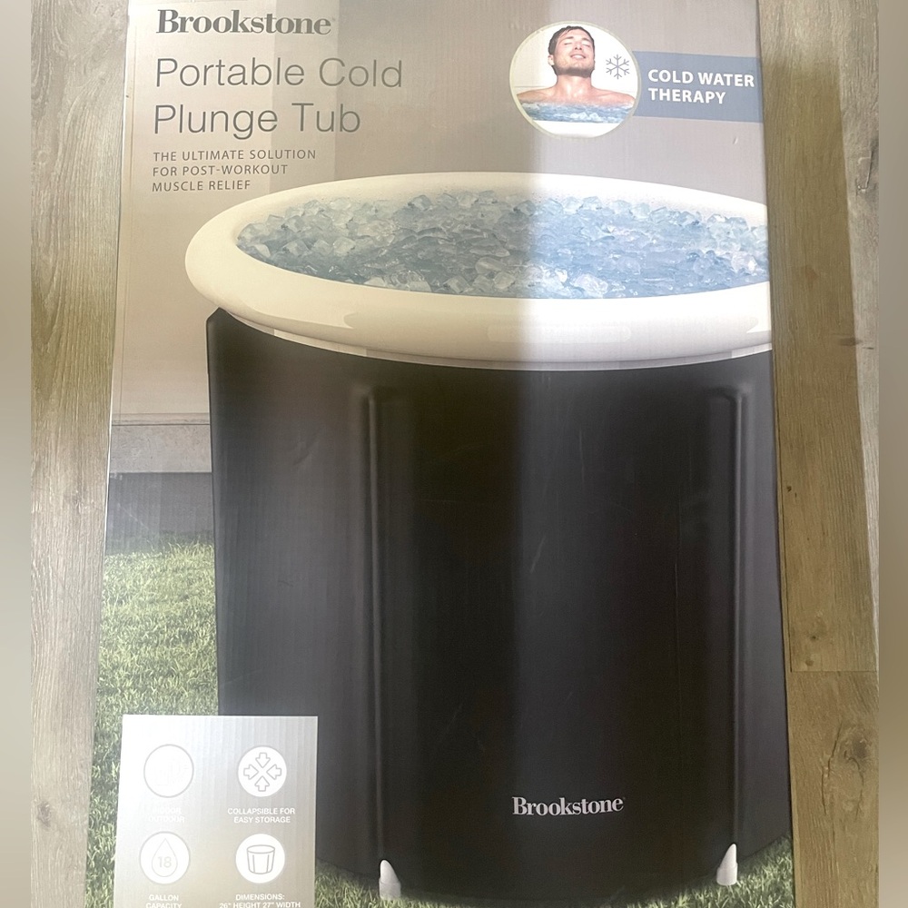 Brookstone Portable Cold Plunge Tub NEW 1 Person Tub 18 Gallon 26” Height 27” Wi